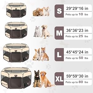 Dog Playpen, Cat Playpen – Foldable Pet Playpen with Carrying Case, Portable Pet Tent for Indoor/Outdoor Use | Water Resistant | Removable Shade Cover – (Brown, X-Large)