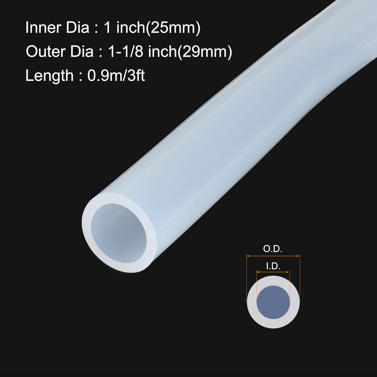 Rebower Silikonschlauch Lebensmittelecht – 25mm ID X 29mm OD, 0,9m Transparent, Platinvernetzt Für Pumpen & Bewässerung