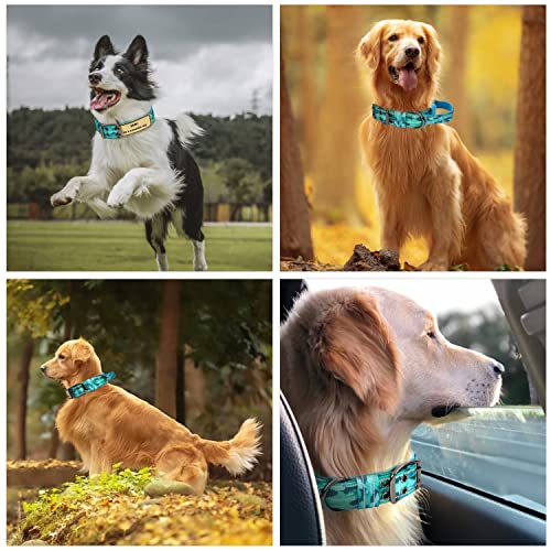 Vicyuns Tactical Dog Collar And Leash Set With Airtags Case Camo Dog Leash And Reflective Collar For Medium Large Breeds Training Ins Style Collar With Soft Padded (X-Large, Blue Camo) #TOP6