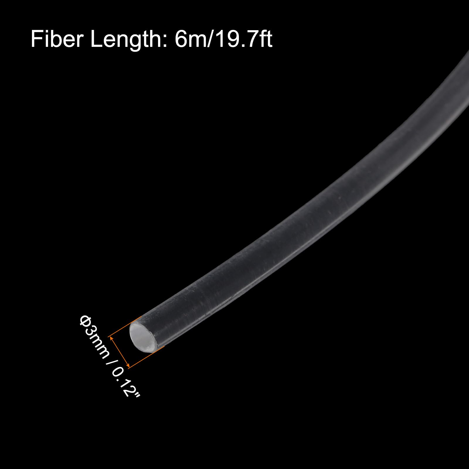 MECCANIXITY PMMA Fiber Optic Light Side Glow Cable, 3mmx6m LED Transparent for Hotels, KTV, DIY Art, Home Decoration