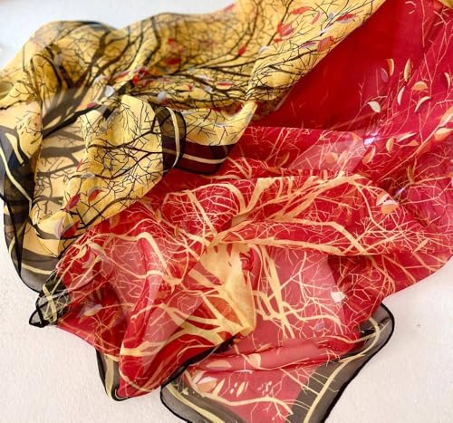 Fashion Chiffon Scarf For Women Ladies Scarves Lightweight, Bicolor Tree Chiffon Scarf Soft Lightweigh3