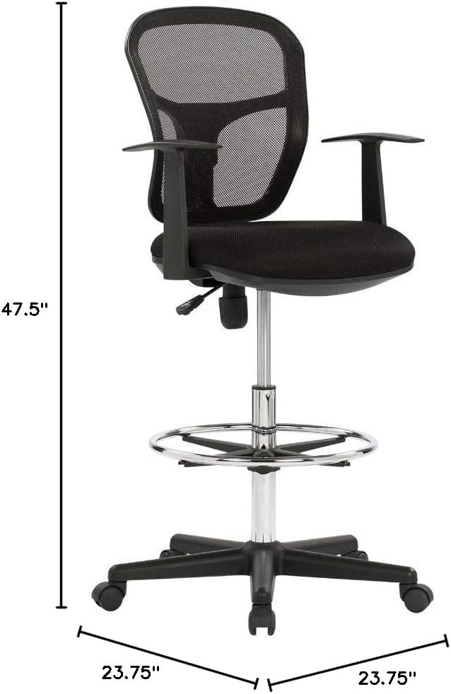 Studio Designs Riviera Drafting Work Chair with Foot Rest - Adjustable Height Chair - Contoured for Desk or Drafting Table