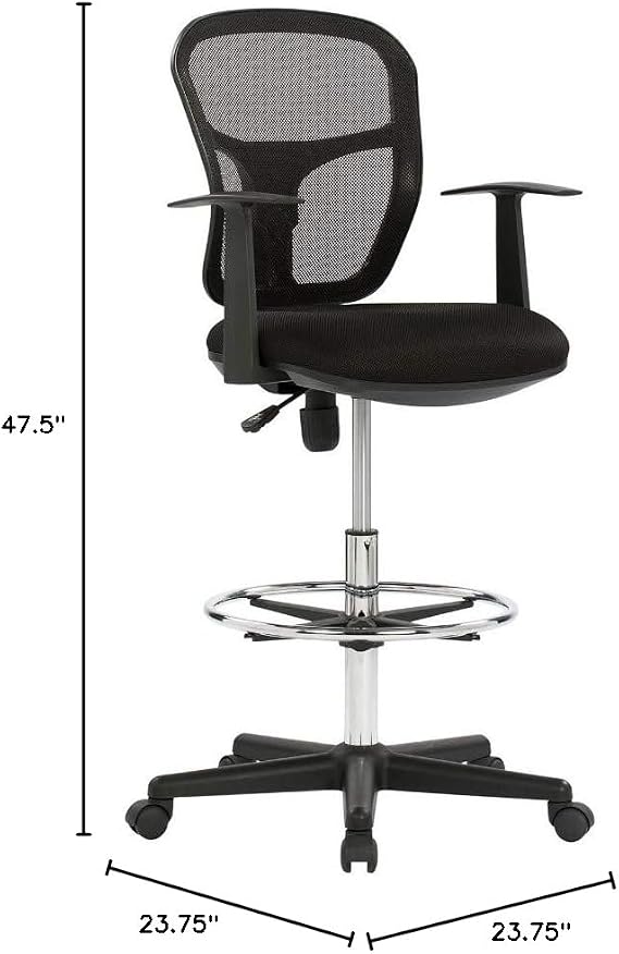 Studio Designs Riviera Drafting Work Chair with Foot Rest - Adjustable Height Chair - Contoured for Desk or Drafting Table