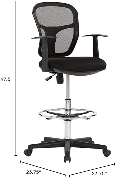 Studio Designs Riviera Drafting Work Chair with Foot Rest - Adjustable Height Chair - Contoured for Desk or Drafting Table