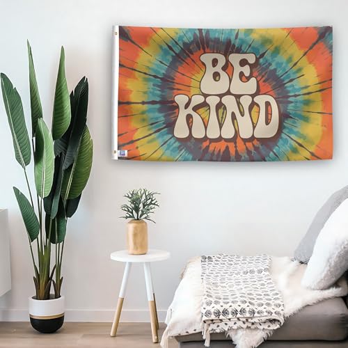 Drapeau Tie Dye Be Kind en polyester de 0,9 x 1,5 m résistant aux intempéries - 4