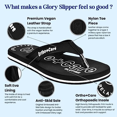 Image of GLORY Mens Diabetic & Orthopaedic Slippers | Lightweight Cushioned Comfortable Flip Flops with Soft Footbed
