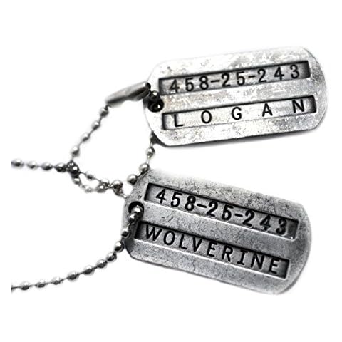 Beaux Bijoux Double Wolverine Origins and James Logan X-Men Vintage Weapon-X Double-Sided Steel Dog Tags - Wolverine Dog Tag Military Necklace Cover
