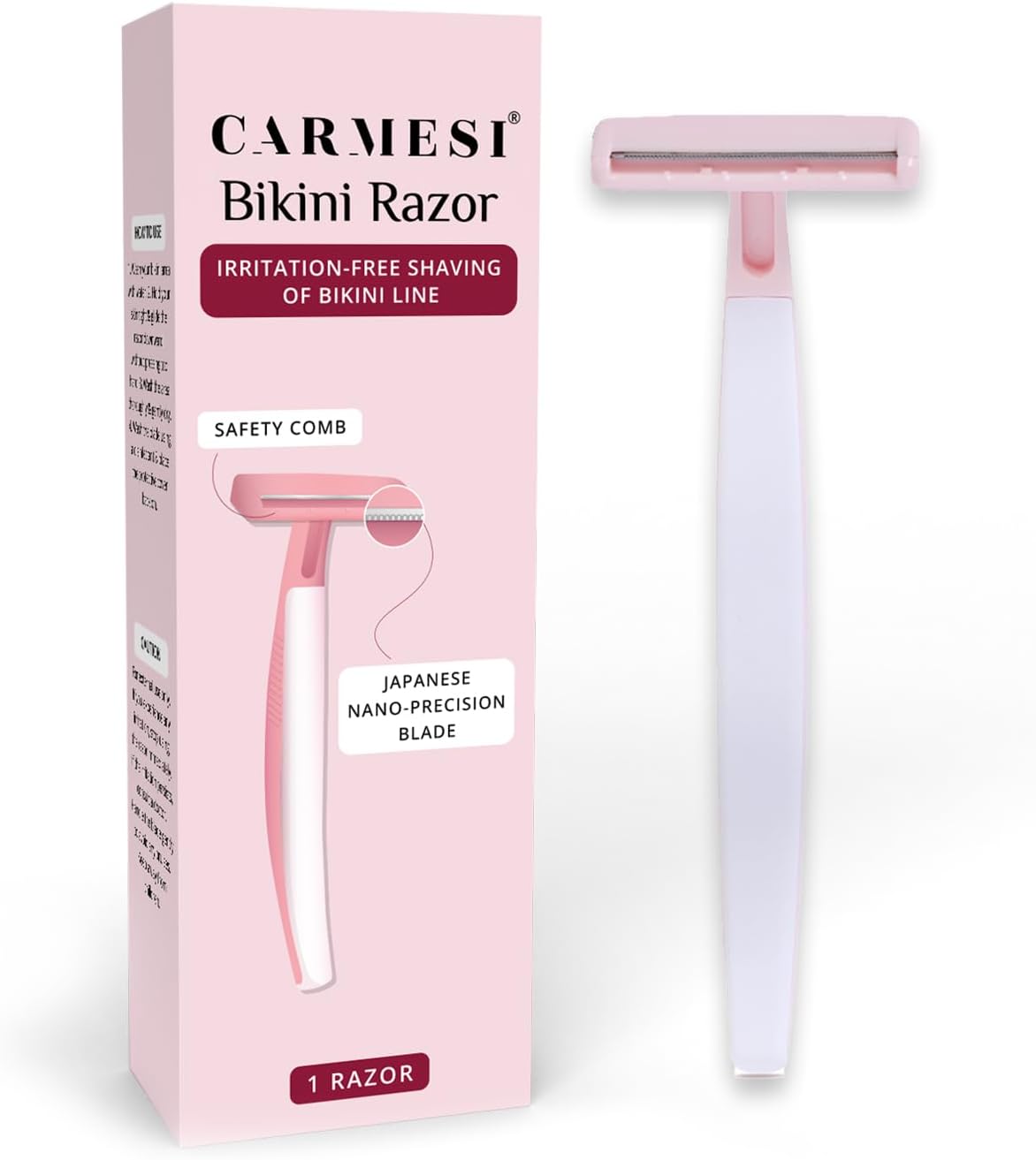Bikini Razor for Women | No Cuts, No Bumps Hair Removal | Japanese Nano-Precision Blade with Safety Comb | Smooth, Irritation-Free Bikini Line Shave | 1 Razor