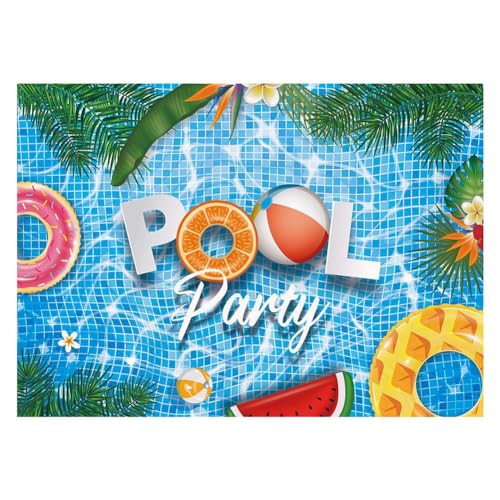 Vocdikficy Tela de Fondo con Tema de Piscina Hawaiana de 7x5 Pies/220x50cm para Fotografía, Telón de Fondo para Fotografía de Cumpleaños de Niños