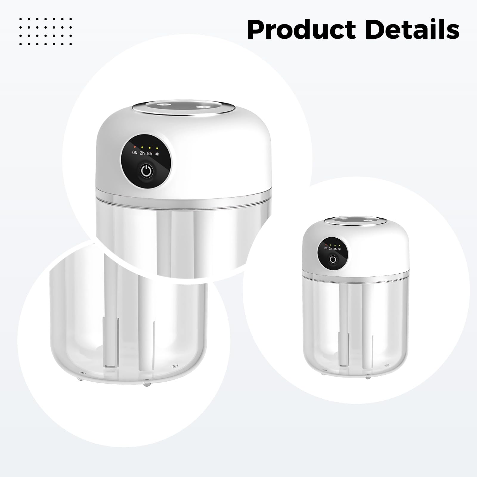 Umidificatore a doppio ugello, umidificatore portatile da scrivania, alimentazione USB, grande capacità 4.3 x 4.3 x 6.3 in / 11 x 11 x 16 cm, purificatore d'aria compatto, spegnimento automatico