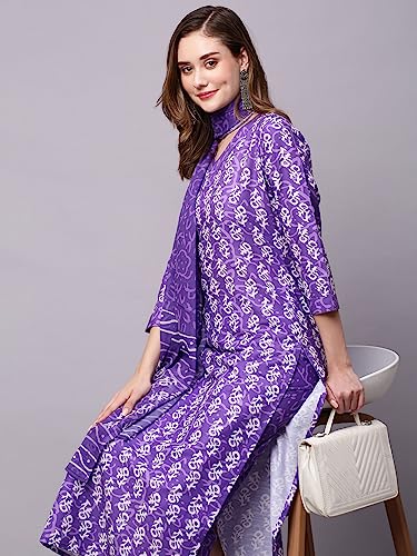 Image of ANNI DESIGNER Women Rayon Blend Printed Kurta with Pant & Dupatta