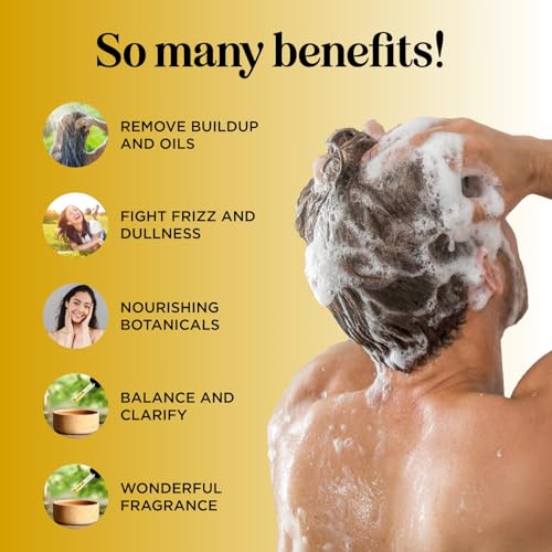 Lemon Sage Shampoo for Oily Hair - Sulfate Free Clarifying Shampoo for Build Up with Lemon Sage Keratin and Tea Tree Oil for Hair and Scalp Care - Deep Cleansing Rosemary Shampoo for Men and Women