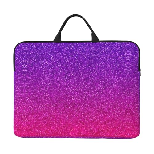 Gradient Sequin Sparkle 14in Laptop Case Sleeve Bag – Versatile Shoulder Messenger Briefcase, Designed for Business Travel