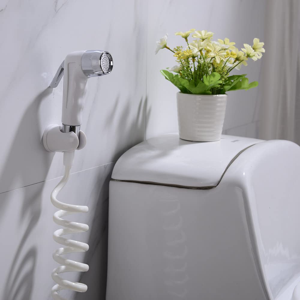1,5 m/2,0 m Feder-Flexibler Brauseschlauch Pistole Telefonleitung Sanitärschlauch Weiß/Schwarz Wasser Sanitär WC Bidetschlauch, 200 cm