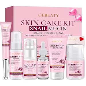 Christmas Items for Girls,Pores and skin Care Set,Anti-Getting older Moisturing Repairing Soothing Snail Mucin Facial Pores and skin Care Routine Equipment for Delicate Boring Pores and skin & Effective Strains,Skincare Present Set Girls