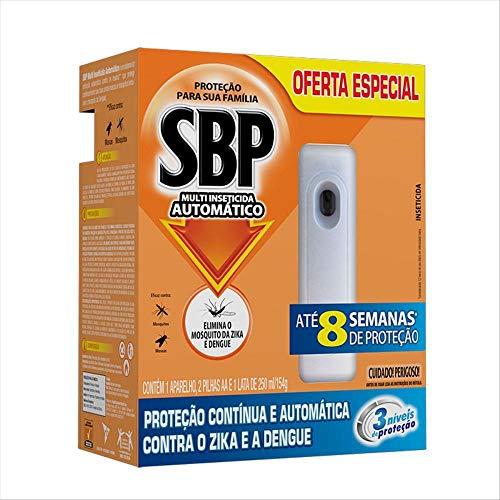 SBP Multi Inseticida Automático Aparelho + Refil 250ml - Duração até 8 semanas 1 SBP Multi Inseticida Automático Aparelho + Refil 250ml - Duração até 8 semanas