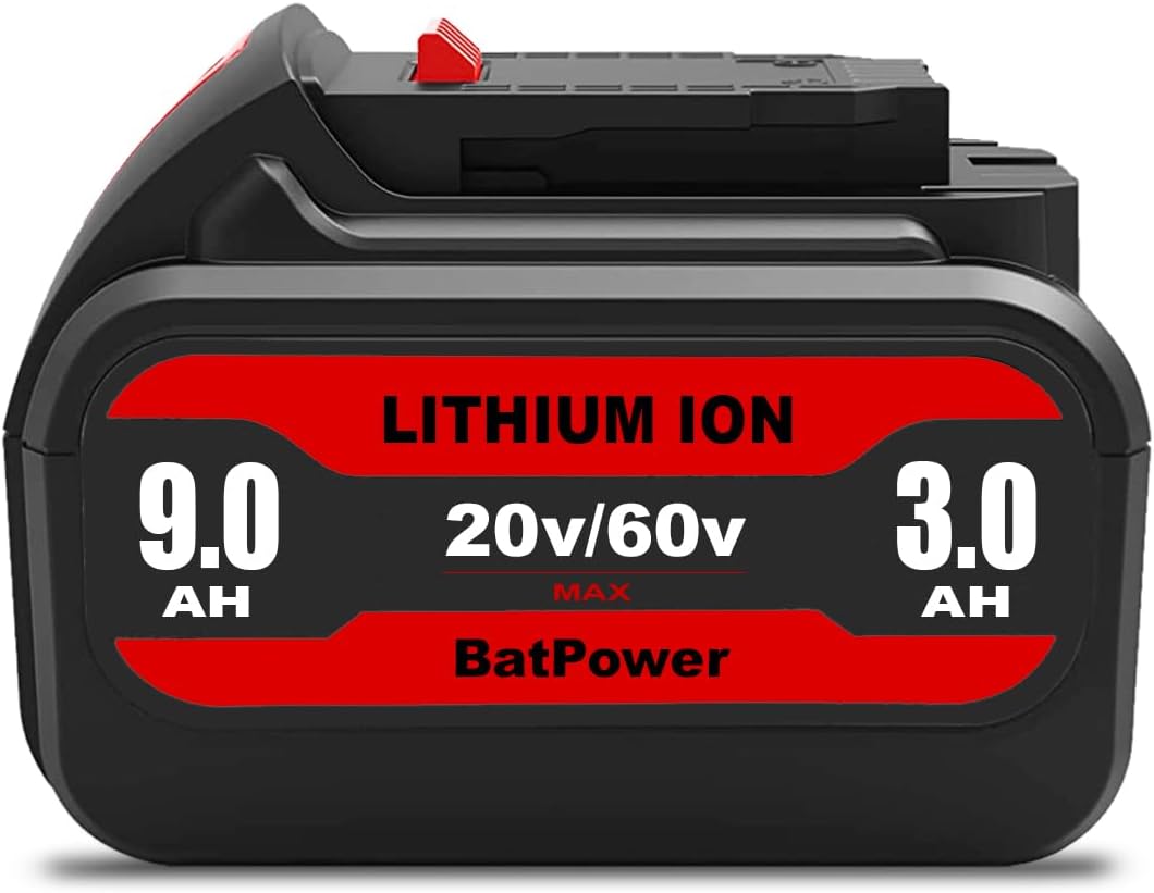 BatPower 9.0Ah 20v/60v Battery Replacement Compatible with DeWALT 60V 20V MAX Flex Cordless Power Tools, High Performance Dual-Voltage Battery Pack for 60V Saws and 20V XR Drills (1 Pack)