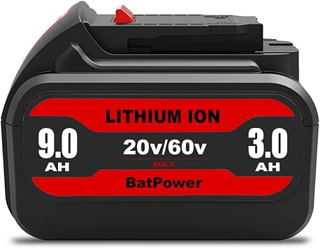 BatPower 9.0Ah 20v/60v Battery Replacement Compatible with DeWALT 60V 20V MAX Flex Cordless Power Tools, High Performance Dual-Voltage Battery Pack for 60V Saws and 20V XR Drills 1 Pack
