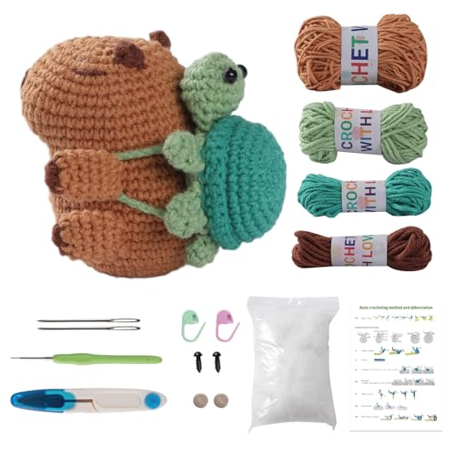 Lifemaison Complete Crochet Kit for Beginners - Cute Capybara Design for Adults and Kids, Includes Video Tutorial, Instruction, Soft Yarn - Birthday Gift Lifemaison Complete Crochet Kit for Beginners - Cute Capybara Design for Adults and Kids, Includes Video Tutorial, Instruction, Soft Yarn - Birthday Gift