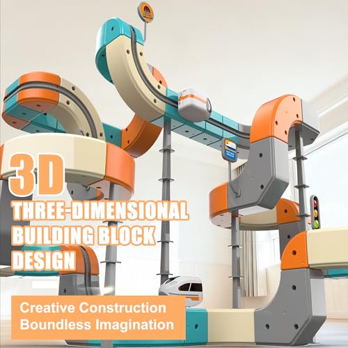 Image of Electric Train Set, 66PCS 3D Infinity Track with Flexible Tracks for Kids, Buildable STEM Train Set for Creative Play, Interactive Race Track Toy for Kids Ages 3-8