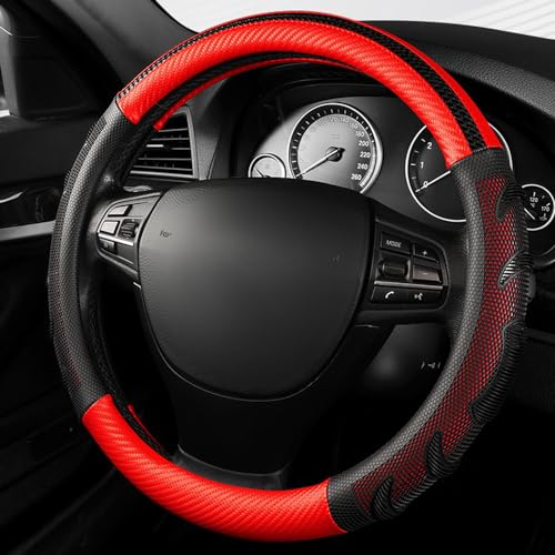 SORAD Coprivolante Sterzo Copertura per Alfa Romeo Giulietta (940) Hatchback 2010-2019, Copertura Protettiva Volante Antiscivolo Copertura Volante Auto,Red