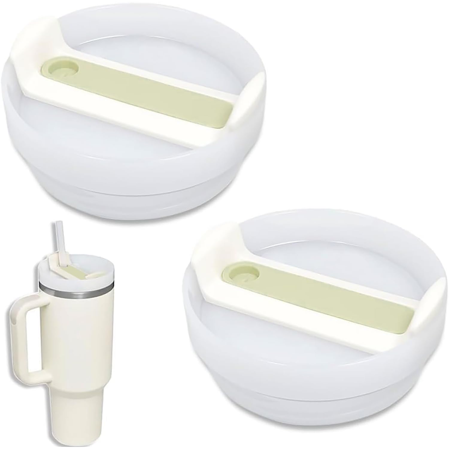 Stanley Replacement Lid, Stanley Lid Replacement 40 oz, 2 Pcs ABS Material Heat Insulation Dustproof Practical Cup Cover, Suitable for Stanley And Other Tumbler 40oz (Green)