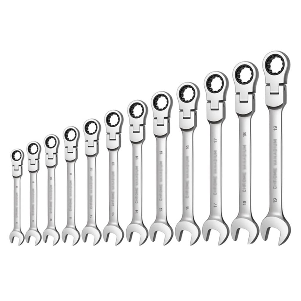 Set di Chiavi a cricchetto Metric 8-22mm Premium Acciaio al Cromo vanadio Testa Flessibile Chiave combinata Chiave Kit di Chiavi Utensile Manuale