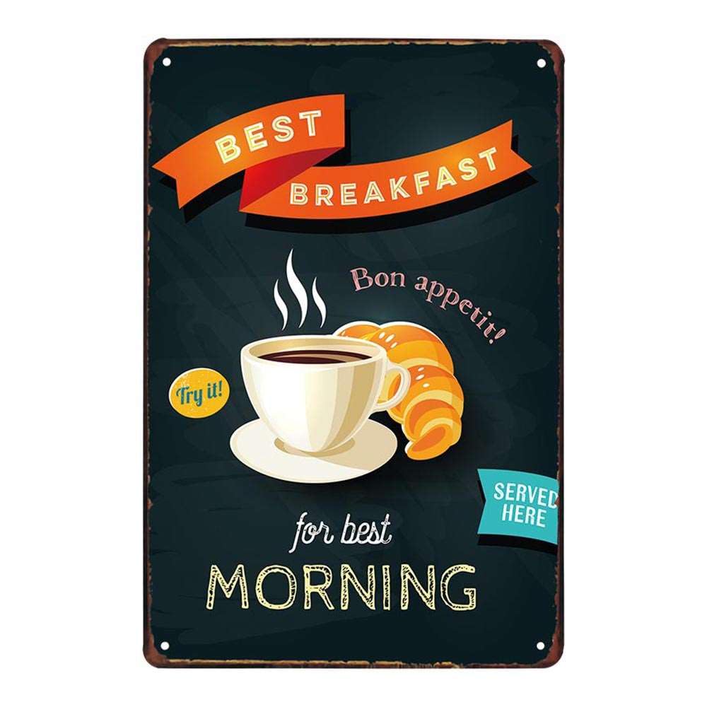 Funny Coffee Quote - Placa de metal retro vintage con cita de café, juego de 4