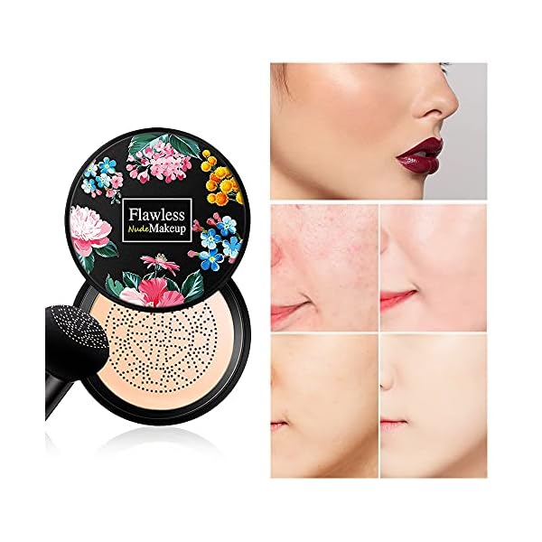 Ownest Mushroom Head Air Cushion BB Cream, Concealer Lasting Nude Makeup Moisturizing Pigment CC Liquid Foundation, Even Skin Tone Makeup Base Primer-Natural