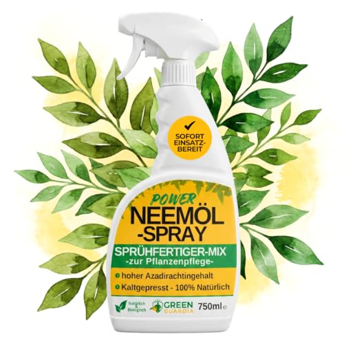GREEN GUARDIA Neemöl Spray (750ml) Pflanzenpflege mit Emulgator Natürliche Pflanzenpflege Sprühfertig stärkt Pflanzenabwehr Effektive Pflanzenpflege für Garten- & Zimmerpflanzen