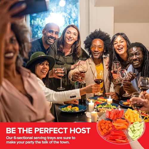 Stock Your Home 2 Pack, 6 Compartment Clear Platter - Heavy Duty Disposable Or Reusable Plastic Fruit & Vegetable Platter - Ideal Veggie Trays For Serving For Party thumb #6