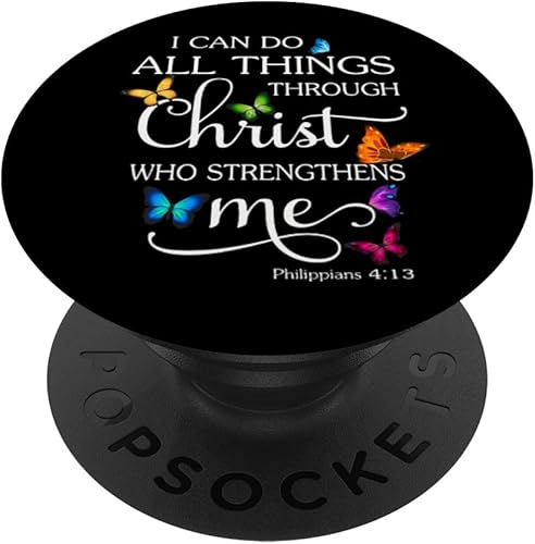I Can Do All Things Through Christ Butterfly Art - PopSockets religiosos intercambiables PopGrip