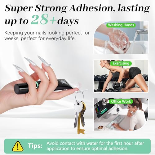 Image of Leykosh Nail Glue for Press Ons 10g & 2*5ml Nail Glue Remover Pens, 10s Quick Dry Semi Solid Glue on Nails No Lamp Needed, 28+ Days Strong Hold, Damage Free Easy Off, Not for Gel Polish or UV Curing
