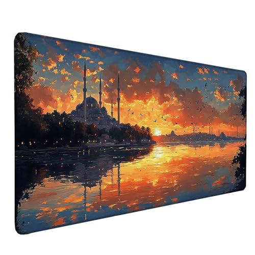 Tapis souris coucher de soleil grand format 150cm imperméable avec base caoutchouc antidérapant