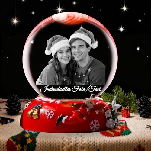 Personalisierte Weihnachten Schneekugel mit Fotos Anpassbar Foto Text...