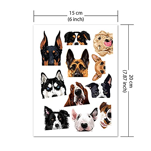 Wirester Temporary Tattoo Stickers For Girls Boys Kids Adults, Fake Tattoos On Face Hand Neck Wrist Party Favor Body Art, Tattoo Sheet 6 X 7.87 Inch - Dog Designs (Basset Hound, Chihuahua, Bulldog) #TOP1