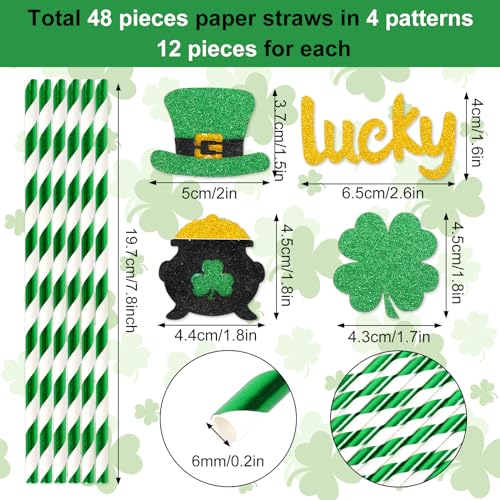 Pitillos de papel desechables verdes con brillo 48 piezas miniatura 2