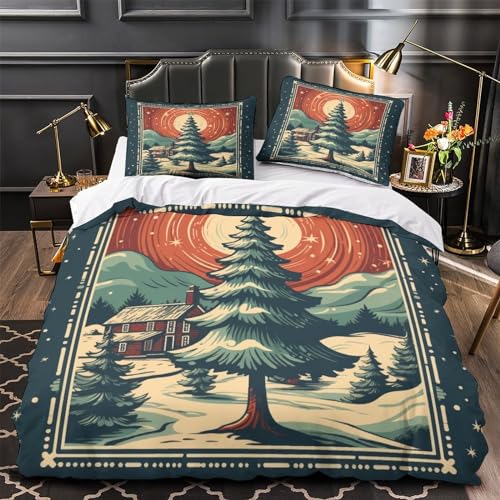 Parure de lit Noël 220x240 en microfibre douce et impression 3D durable