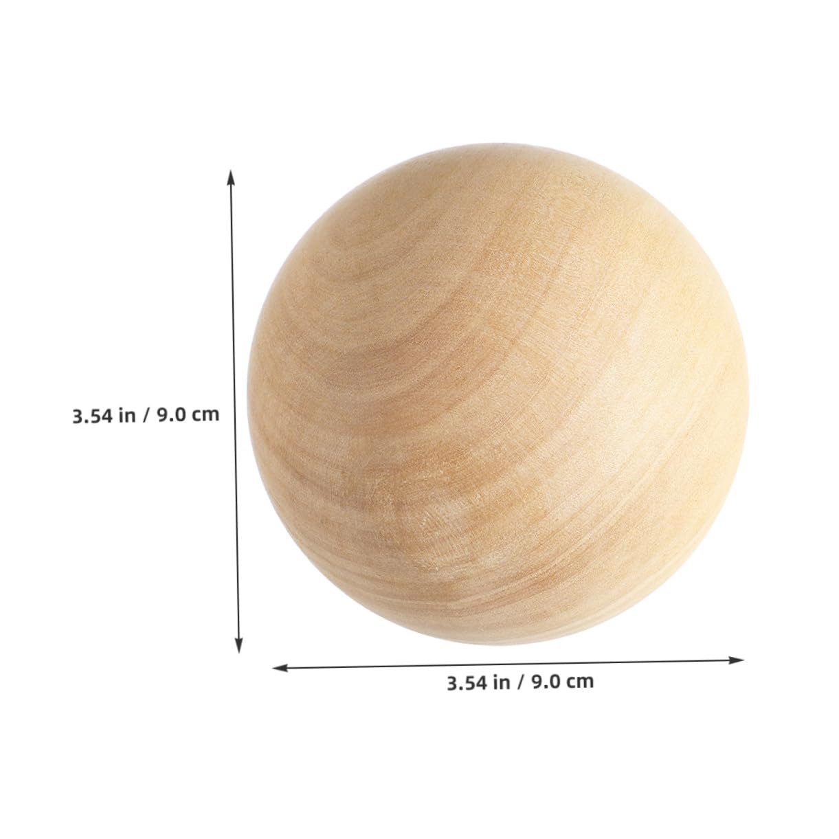 Bola de Madera Lisa de 9cm, Esfera Maciza sin Pintar, 2 Uds