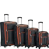 Rockland 4pc Impact Spinner Luggage Set, Charcoal