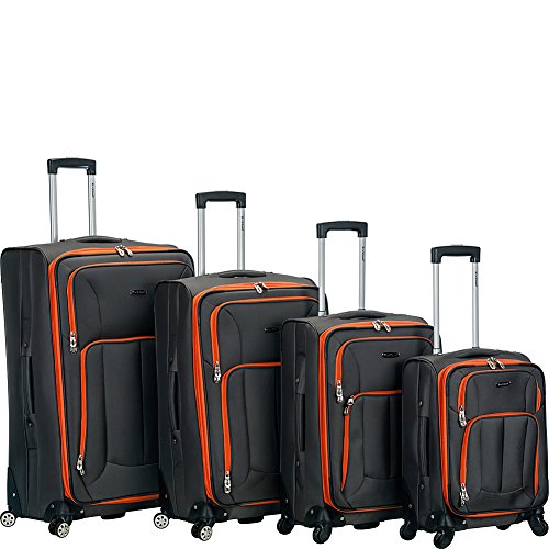 Rockland Impact Softside Spinner Wheel Luggage Set, Charcoal, 4-Piece Set (18/22/26/30)