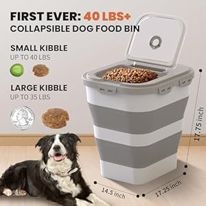 35 40 lbs airtight dog food storage container collapsible dog food container with lid wheels date tracklarge pet food storage container for riceflourdog food scoop and 2pcs containers  urban country home decor