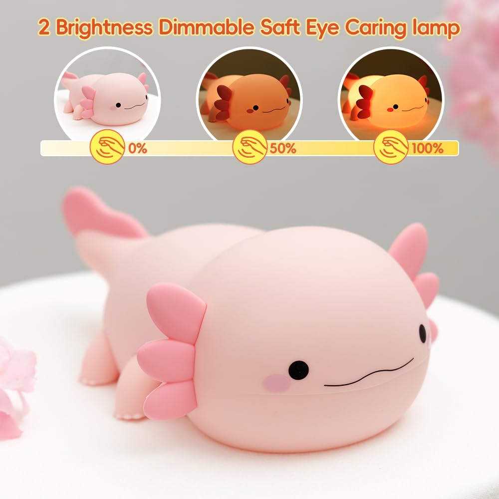 Cute Axolotl Night Light, Squishy Silicone Axolotl LED Night Lamp - Image 3