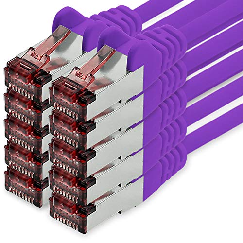 Freiwerk Cavo Di Rete Cat.6 1M Viola - 10 X Cavo Ethernet Lankabel Cat6 Cavo Di Rete Lan Sftp Pimf Patchcable 1000 Mbit S Compatibile Con Cat5 Cat5E C