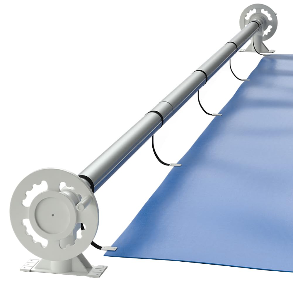 Oskar OK-Living Poolaufroller, Silber, mit Aluminium-Teleskoprohr, Länge verstellbar für Poolabdeckungen