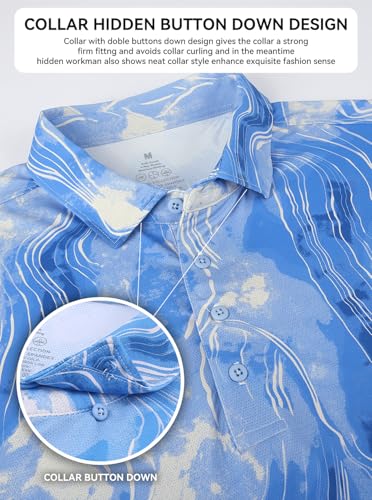 Image of Alex Vando Mens Golf Shirts Short Sleeve Breeze Quick-Dry Print Polo Shirt
