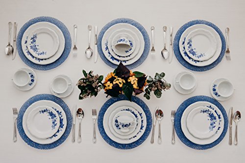 Serviço de Jantar e Chá 30 peças em Porcelana. Modelo Redondo com Relevo Pomerode. Decoração Cora. F