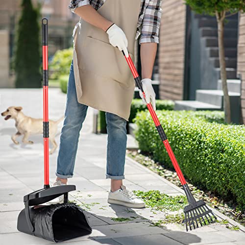 Image of HUZSV Dog Pooper Scooper With Bag Attachment,Heavy Duty Metal Rake&Spade Swivel Bin,NonBreakable Poop Scoop for Small Large Dogs,Includes 100 Waste Bag Odorless Design Easy to Use on Grass,Dirt,Gravel