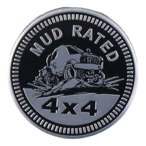 Image of BYOBYO 2PCS MUD Rated Badge Car Emblem, 4 x 4 Metal Automotive Badge 3D Round Car Badges Sticker Round Emblem Decals Decorations for Car, Trucks, SUV Accessories, 2.36in, Black