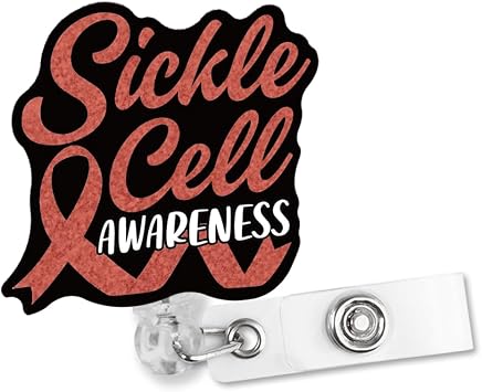 Sickle Cell Awareness Badge Reel, Funny Retractable Badge Reel with Shark Clip Gifts for Hematology Nurse Doctor Sickle Cell Anemia Warrior, National Sickle Cell Awareness Month Gifts
